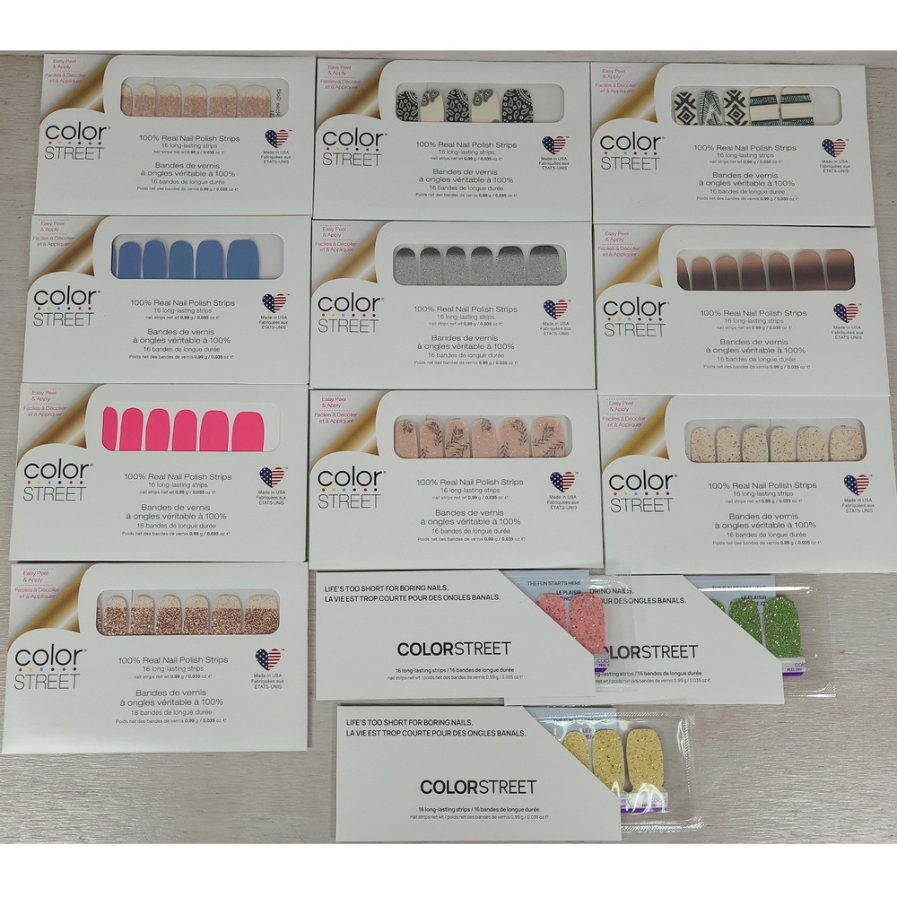 Color Street Nail Polish Strips Bundle 12 Full Sets 3 Accents Floral Glitter NEW
